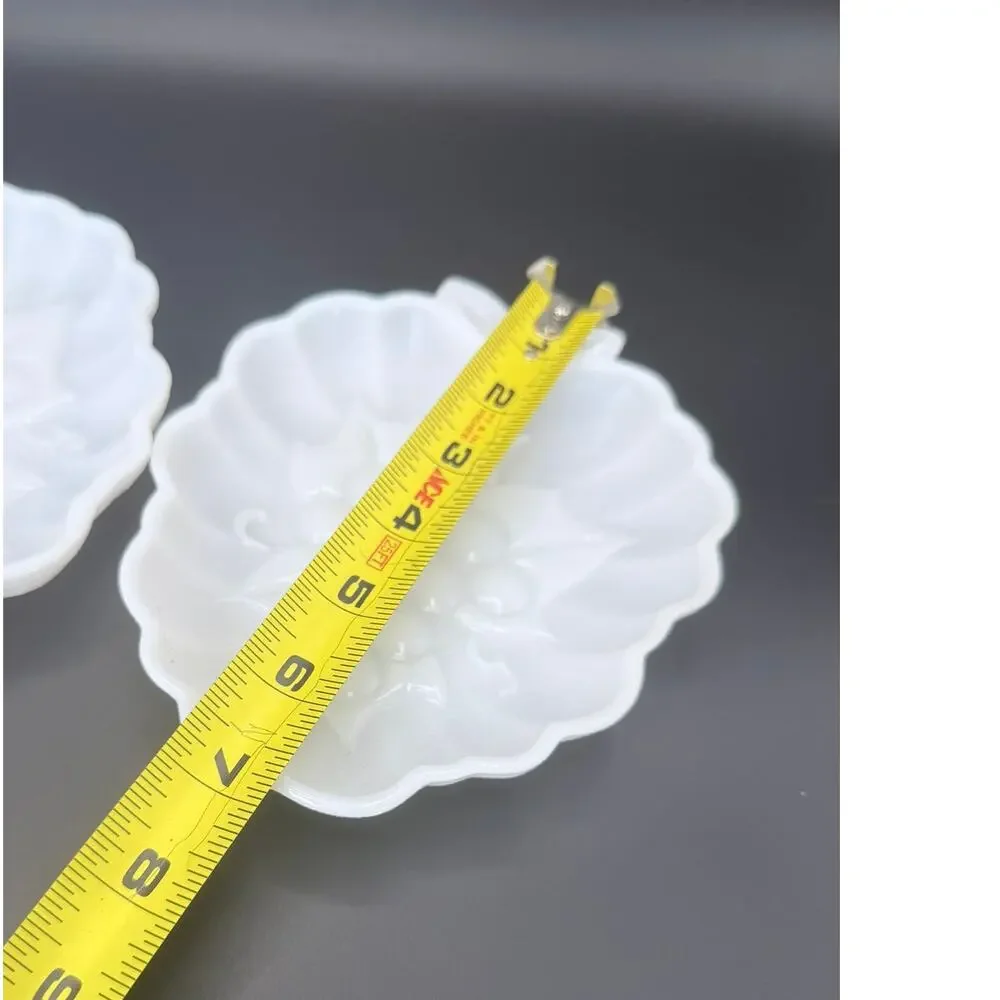 Vintage Hazel Atlas Milk Glass Grape Cluster Relish Candy Dishes Pair 7in